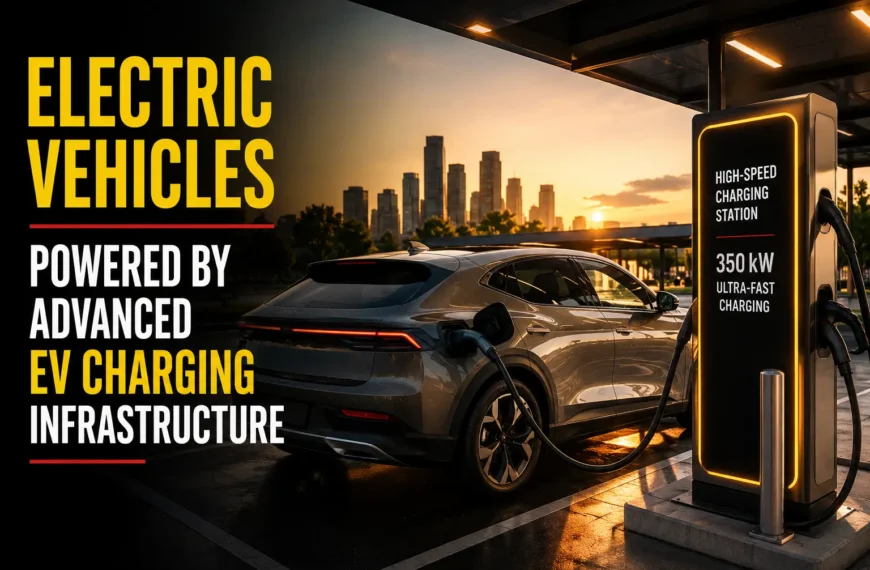 Modern electric vehicle charging at a high-speed charging station