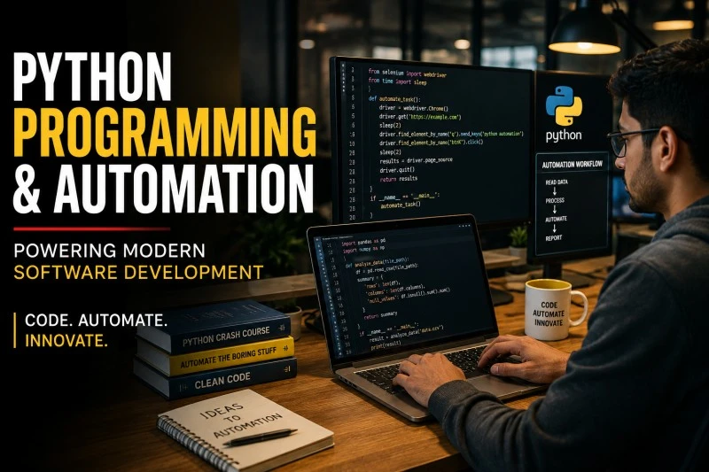 Python programming and automation powering modern software development.